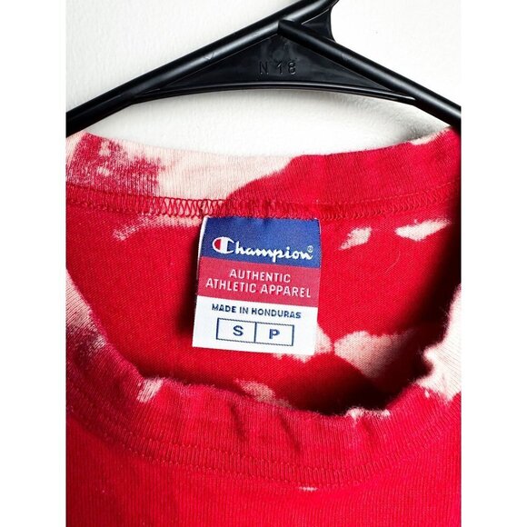 Champion Wisconsin Badgers Crewneck Tie Dye T shirt Small Red - Picture 7 of 7